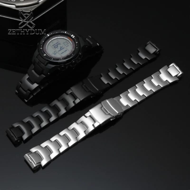 Men Metal WatchBand For Casio PRW-6000/6100/3000/3100 PRG-300 steel watch band men's Strap bracelet accessories Convex end 16mm