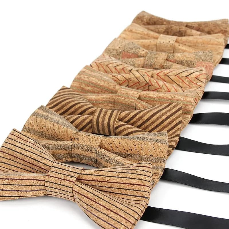 2020 Brand New Men's Vintage Fashion Striped Plaid Cork Wooden Bow Tie For Man Luxury Elegant Wedding Shirts Bowtie Butterfly
