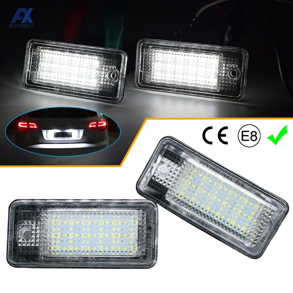 License Plate Light License Tag Lights 2pcs Xenon White LED Car Number Plate Lamps For Audi A3 S3 A4 S4 A5 A6 S6 A8 S8 Q7 RS4