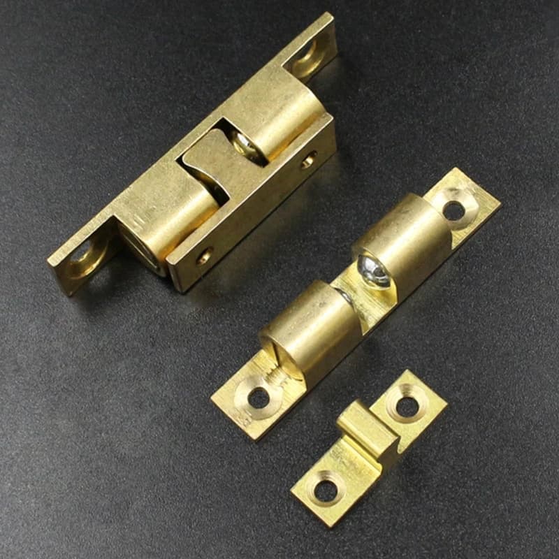 E5BE Cabinet Door Dual Ball Roller Catch Latch Copper Tension Latch Door Ball Catch Furniture Hardware Adjustable Strength