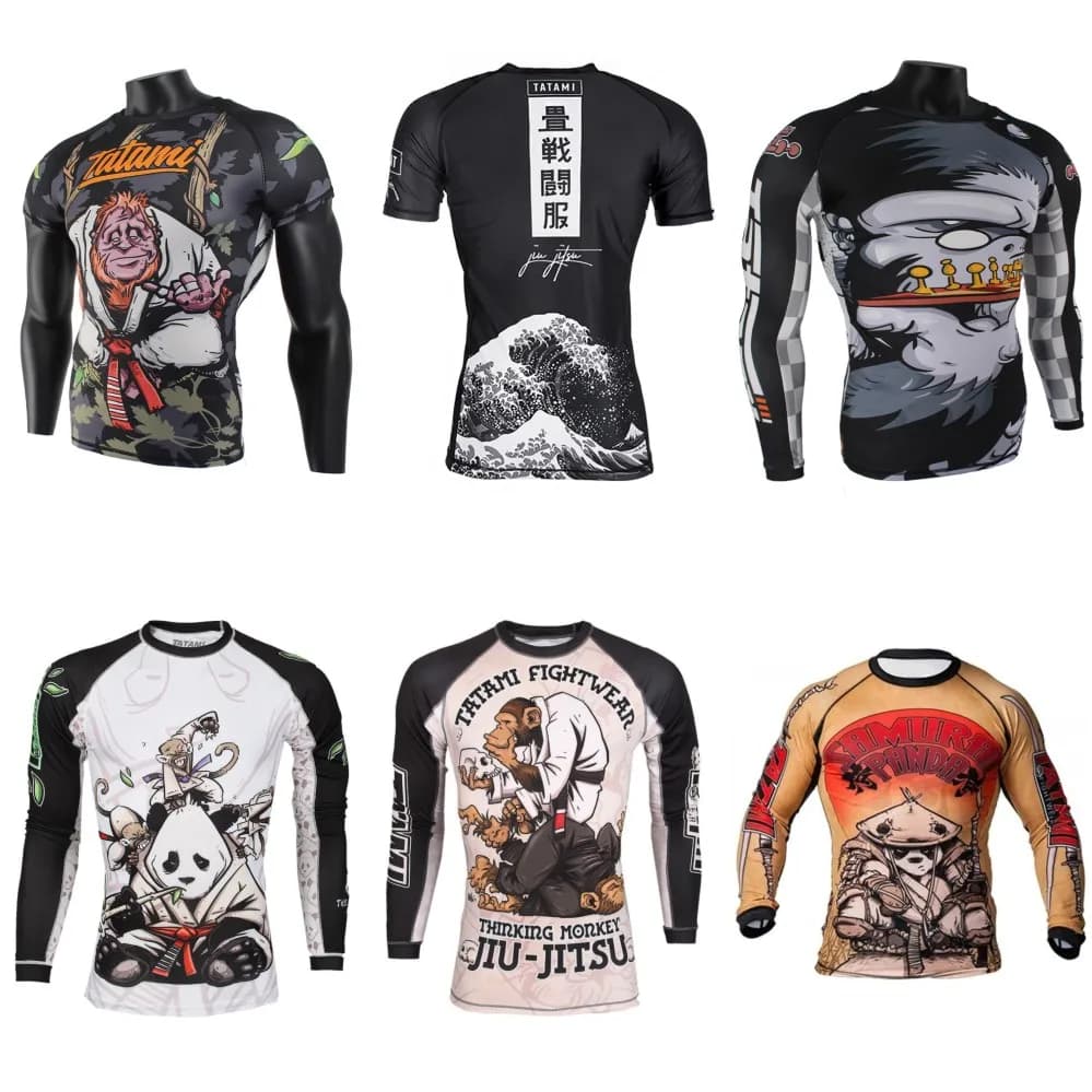 Men's Monkey MMA Boxing Training Tight T-shirt Boxing Suit Sanda Tiger Taekwondo Sports Shirt Gym Fighting Workout Clothes