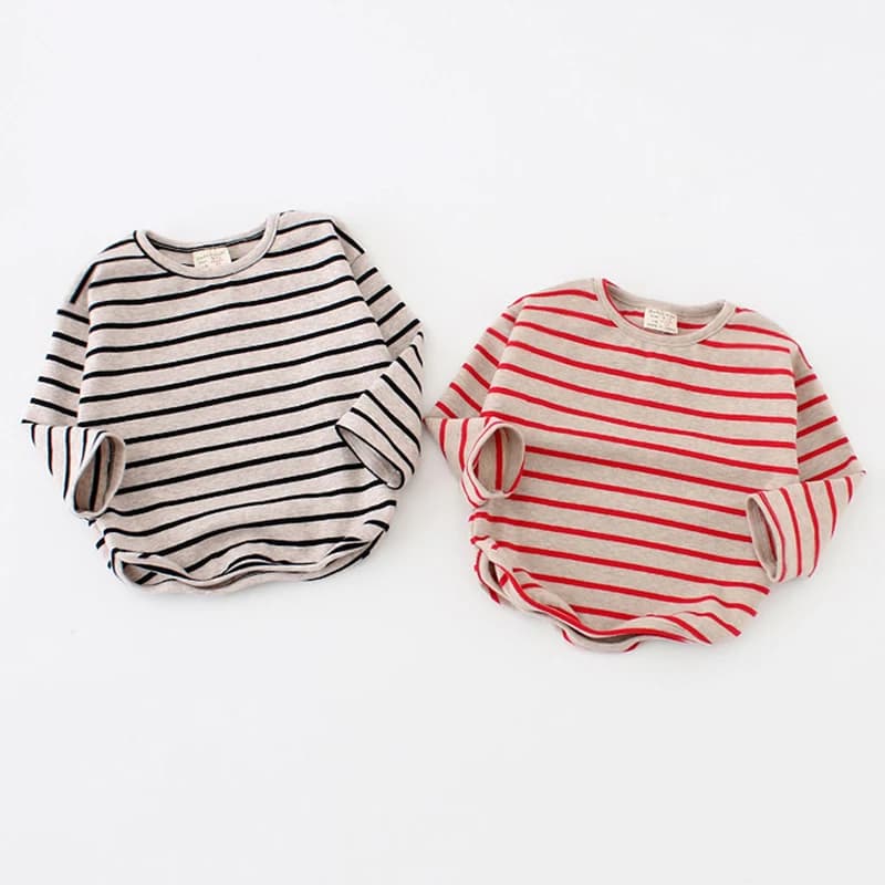 New 2021 Autumn Pure Cotton Boys Girls Clothes Baby Girls Boys Stripe Bat Shirt T-Shirt Fashion Children Long Sleeved T-Shirt
