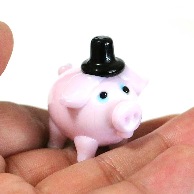Creative Pink Glass Pig Mini Figurines Cute Cartoon Animal Craft Ornaments Wedding Decor Valentine's Day Party Gifts For Girls