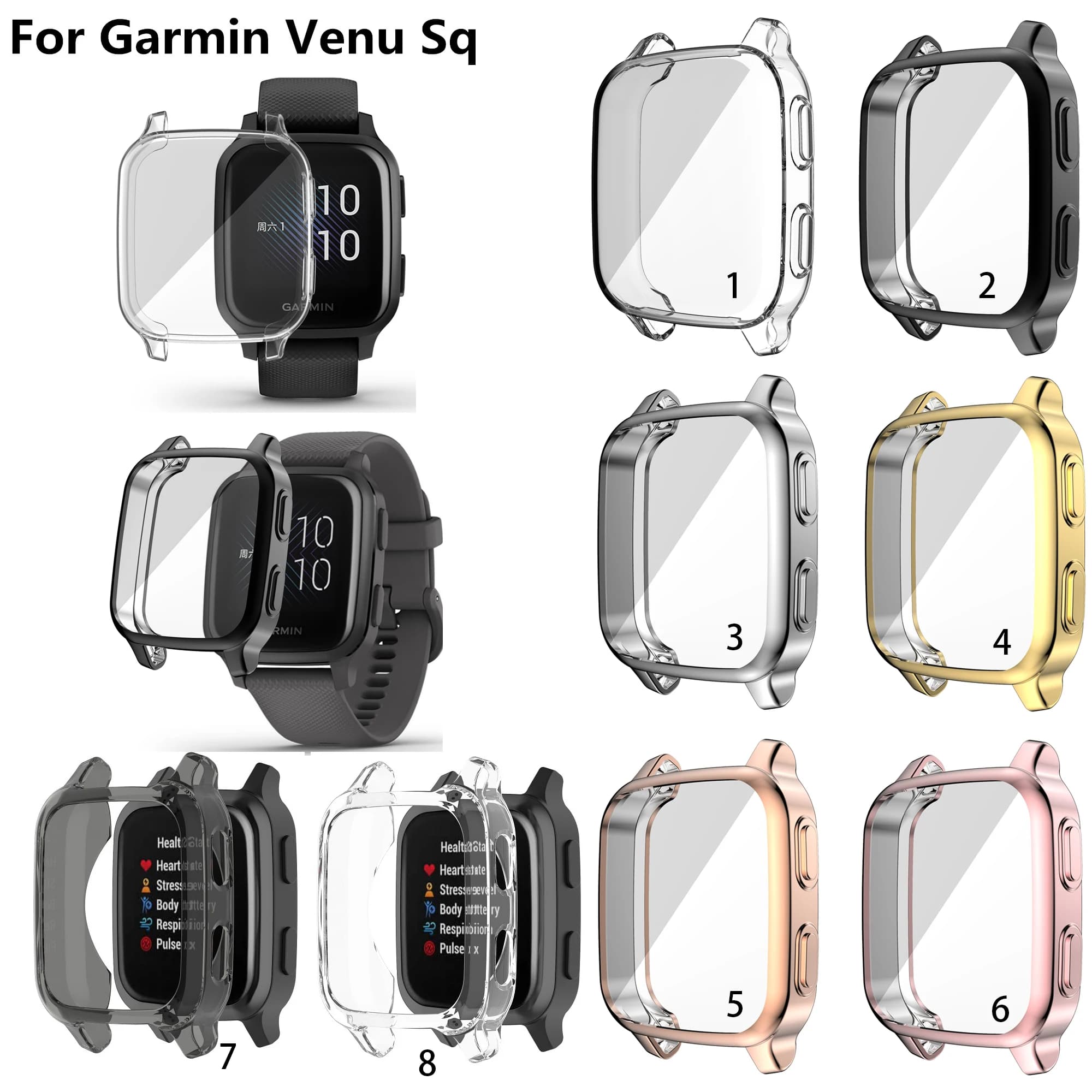 TPU Electroplated Case Cover Protective For Garmin Venu Sq 2 Protective Cover Shell