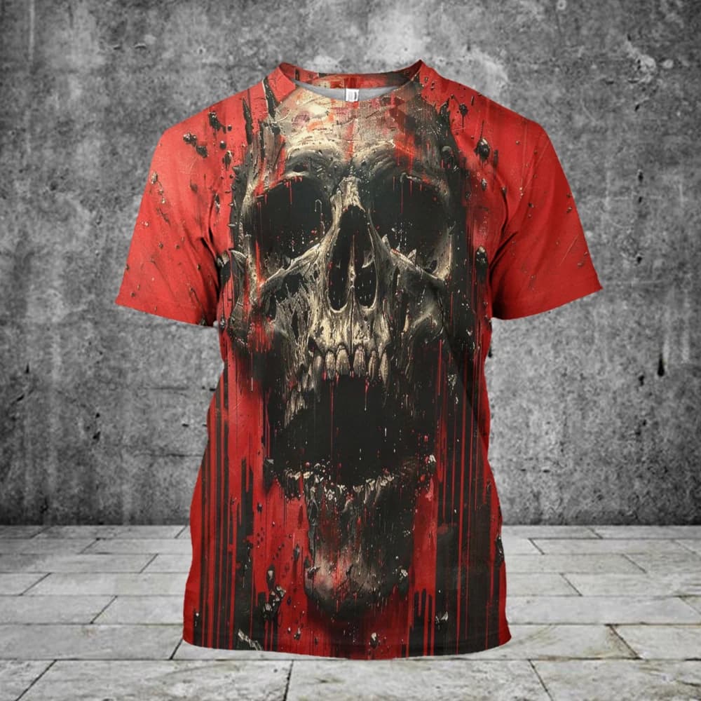 Halloween Men's T-shirt Skull 3D Printing T-shirts Casual Harajuku Short Sleeve Tees Oversized Men Clothing Tops Hip Hop Clothes