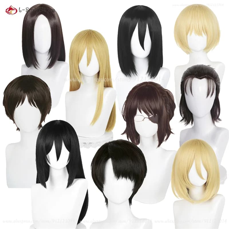 Anime Levi Ackerman Eren Yeager Mikasa Ackerman Hange Zoe Pieck Finger Armin Arlert Annie Leonhart Historia Reiss Cosplay Wigs