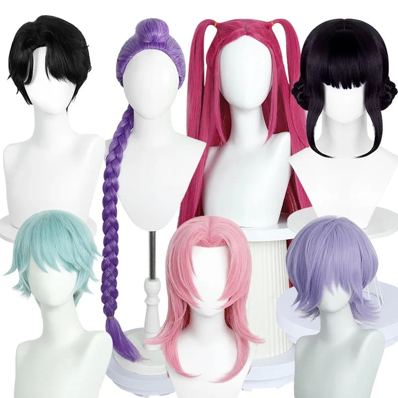 Movie Kpop Cosplay Wig Mira Rumi Zoey Demon Hunters Purple Black Red Long Hair Heat Resistant Synthetic Wigs Carnival Props