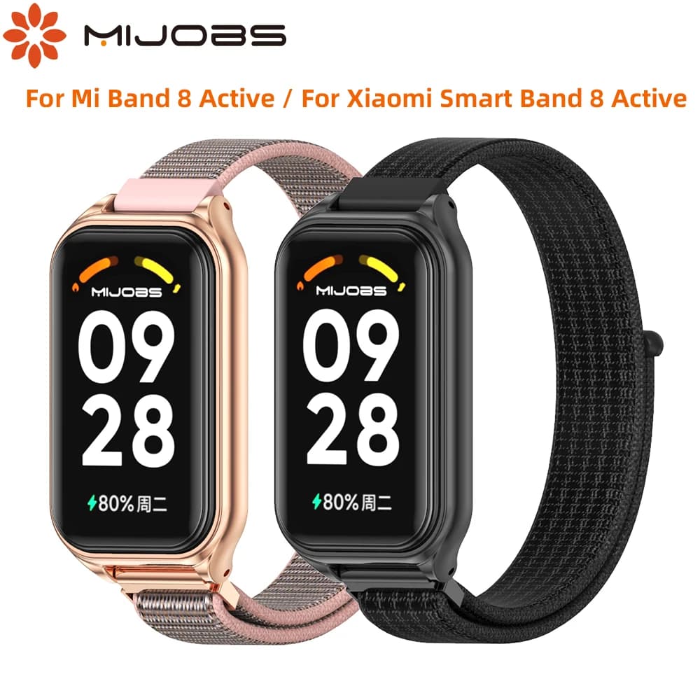 Mi Band 8 Active Strap for Xiaomi Smart Band 8 Active Bracelet Global Version Nylon Loop Watch Band Miband 8 Active Wristband