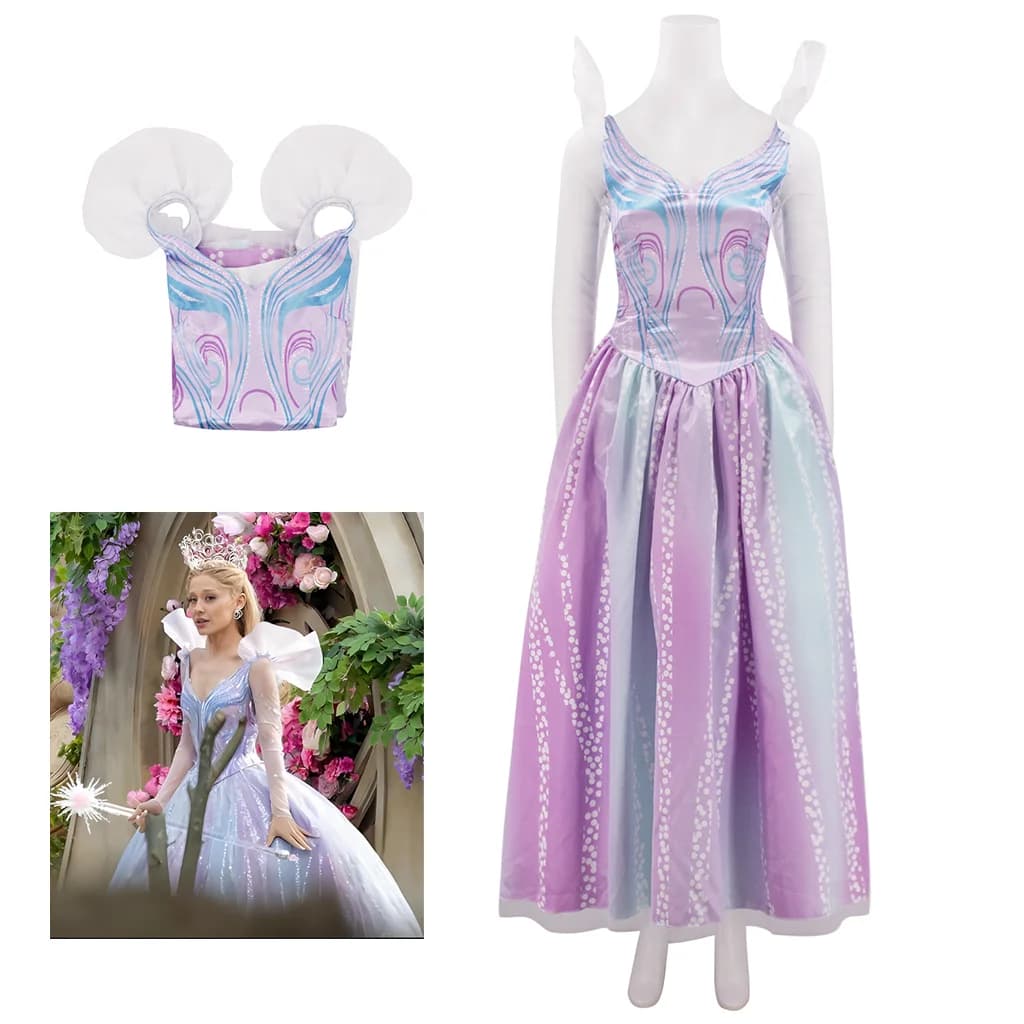 Movie Wicked Glinda Cosplay Sweet Girls Pink Magic Dress Women's Halloween Costumes Carnival Clothes Ladies New Year Costume