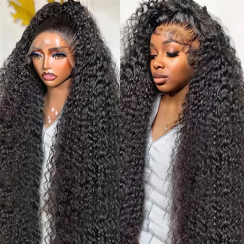 30 40 Inch Curly Wigs Transparent 13x6 HD Lace Frontal Human Hair Wig Brazilian 250 Density 13x4 Deep Wave Frontal Wig For Women