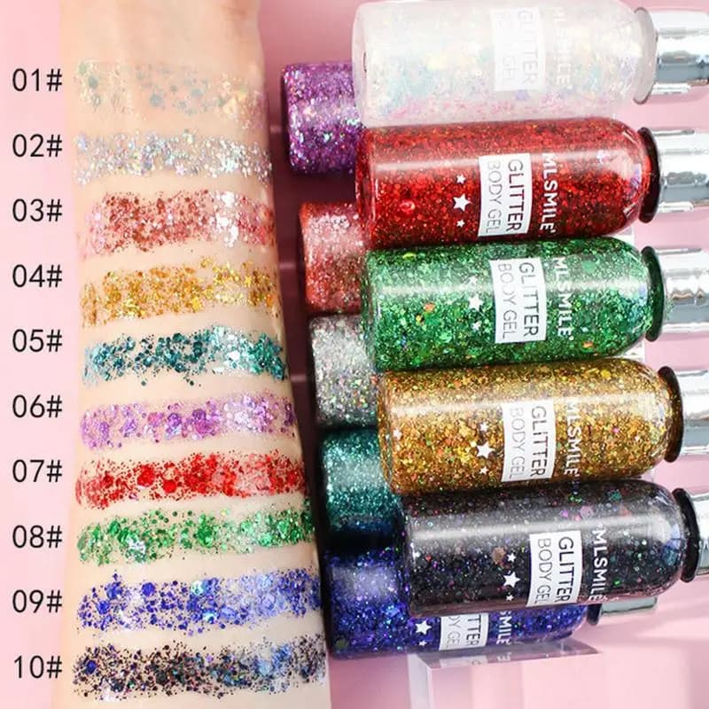1pc Eye Glitter Nail Hair Body Face Gel Art Waterproof High Gloss Glitter Body Multifunctional Makeup Decoration Party Festival