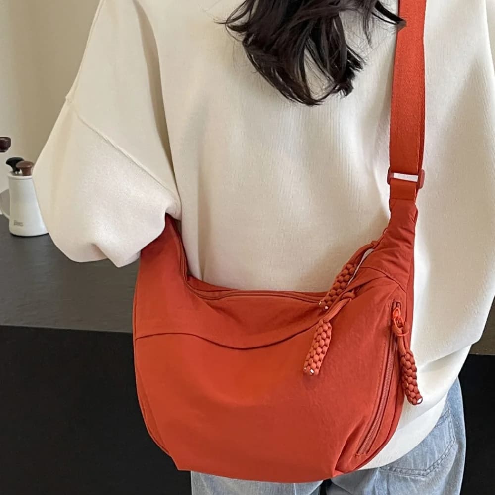 Canvas Crossbody Bags Large Capacity Korean Simplified Shoulder Bag Lightweight Solid Color Dumpling Bag Sports Travel Hobos Bag