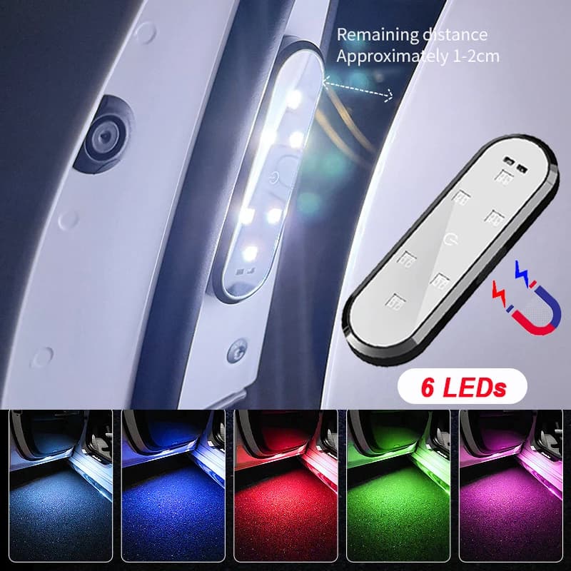 1/2pcs Auto Open Door Safe Anti-collision Warning Signal Lamp Car Door Lights LED Welcome Light Magnetic Control USB Charging