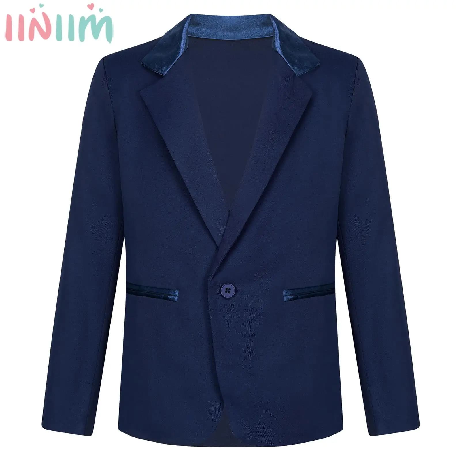 Children Boys Gentleman Suit Formal Blazer Long Sleeve Lapel Jacket Outerwear for Wedding Birthday Party Prom Stage Performance