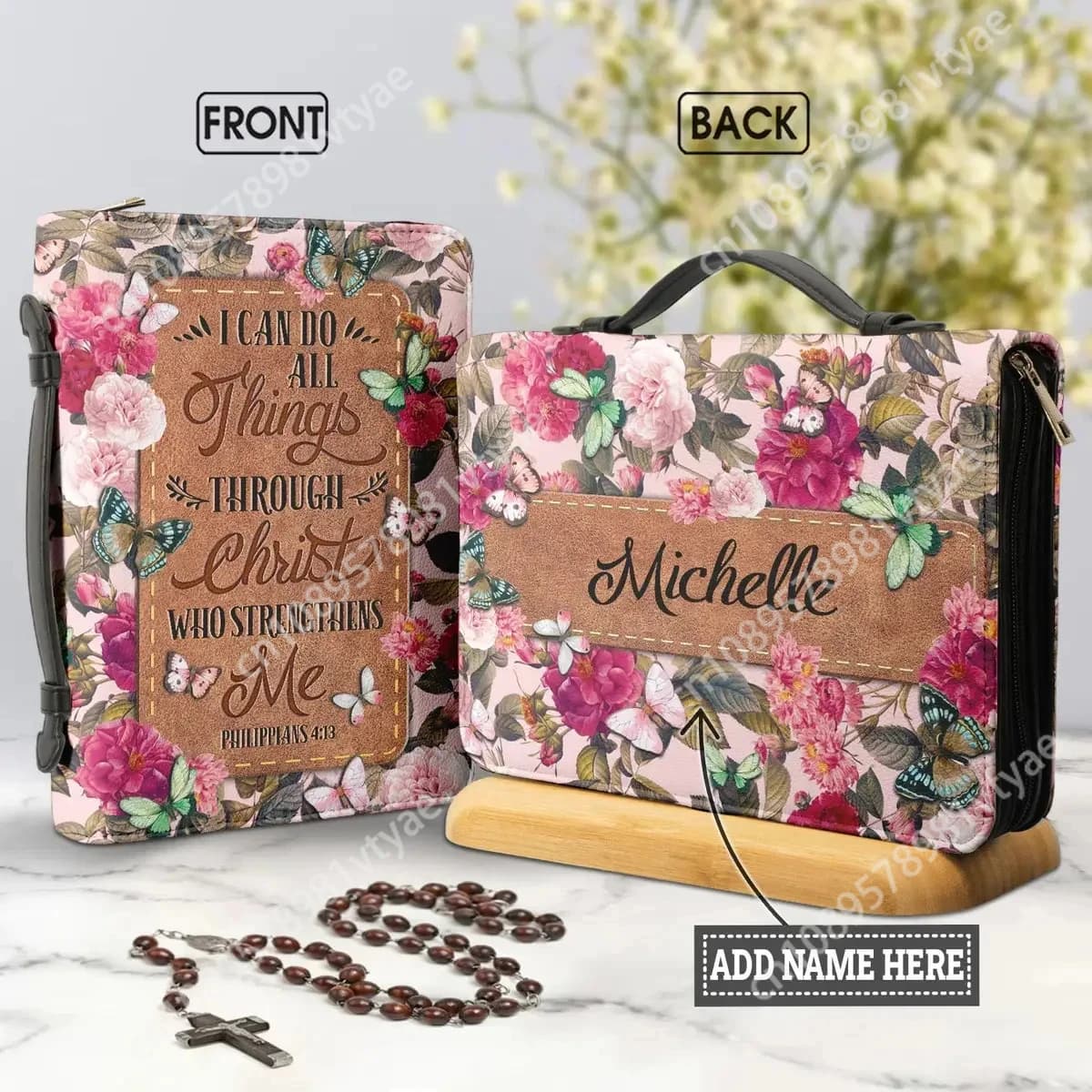 Customized Name Bible Pack Leather Zipper Personalized Name Bible Carry Bag Unisex Church Protection Bags Add Your Name Gifts