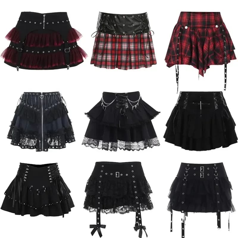Gothic Mini Skirt 2025 New Halloween Goth Aesthetic 90s Y2K Party Club Harajuku Streetwear Women's Skirt Black High Waist Skirts