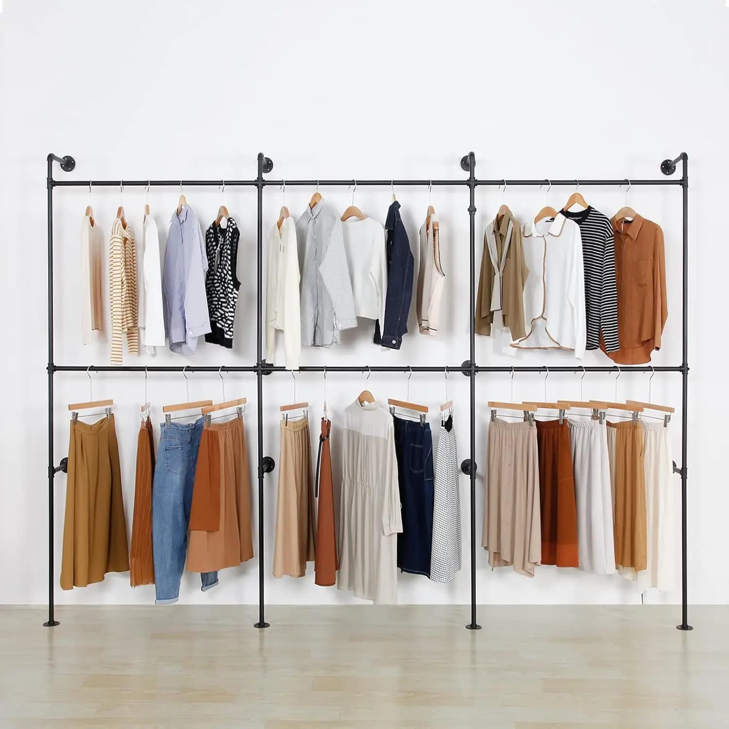 Clothing Rack, Display Stand Wall Mounted Clothes Garment Rack Heavy Duty Hanging Clothes Rods