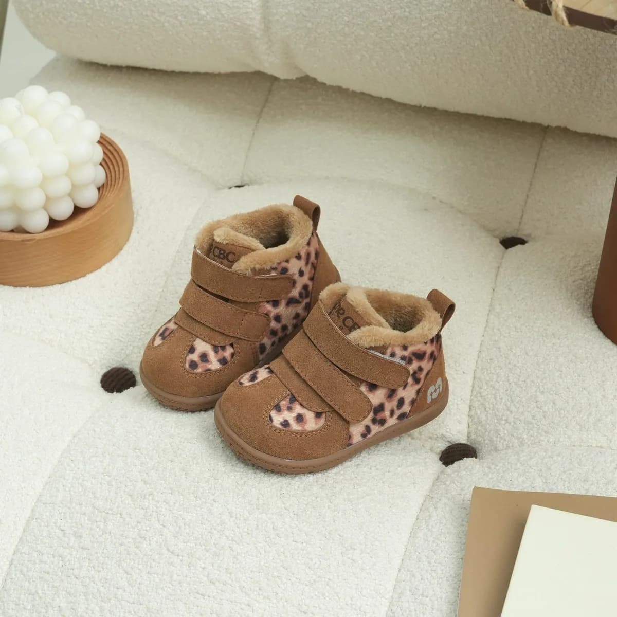 Winter Children Cotton Shoes Baby Soft Light Warm Short Boots Girls Fashion Leopard Print Casual Shoes Infant Functional Shoes