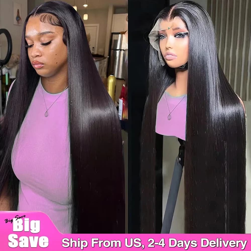 250% 40Inch Straight Lace Front Wigs Human Hair 13x6 HD Lace Frontal Wig 13X4 Bone Straight Human Hair Wig Pre Plucked For Women