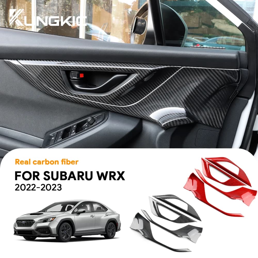 Real Hard Carbon Fiber Sticker For Subaru WRX/ WRX STI 2022 2023 2024Car Front Door Handle Panel Interior Trim Cover Accessories