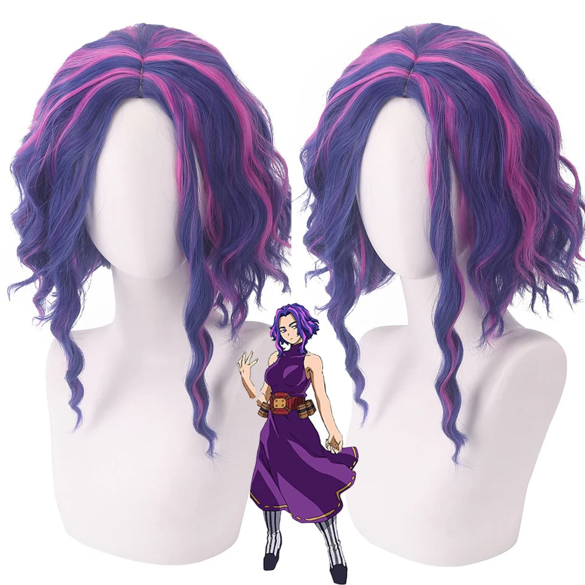 Anime My Hero Academia Blue Purple Mixed Cruly Lady Nagant Cosplay Wig