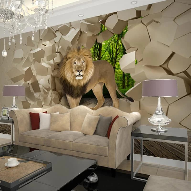 Custom 3D Stereo Lion Animal Mural Cartoon Photo Wallpaper for Living Room TV Background Home Decor Wall Covering Backdrop