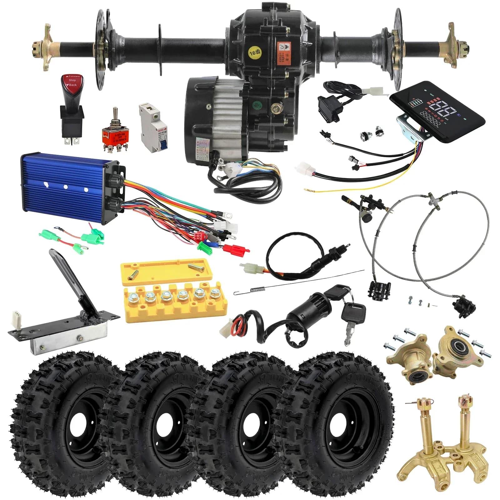 TDPRO 30'' Rear Axle Kit 6" Wheels  48v Speed Controller 48V 1800W Brushless Motor Set for Go Kart ATV Quad Buggy Accessories