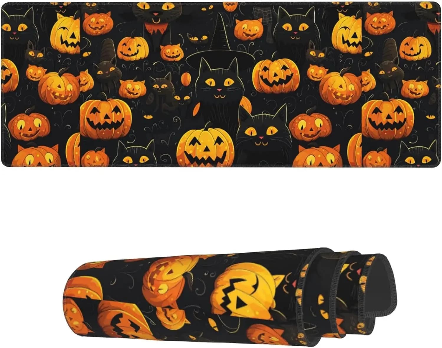 Halloween with Pumpkin Large Mouse Pad Non-Slip Rubber Base Gaming Mousepad for Laptop Home Gifts Office Work 31.5 X 11.8 inch
