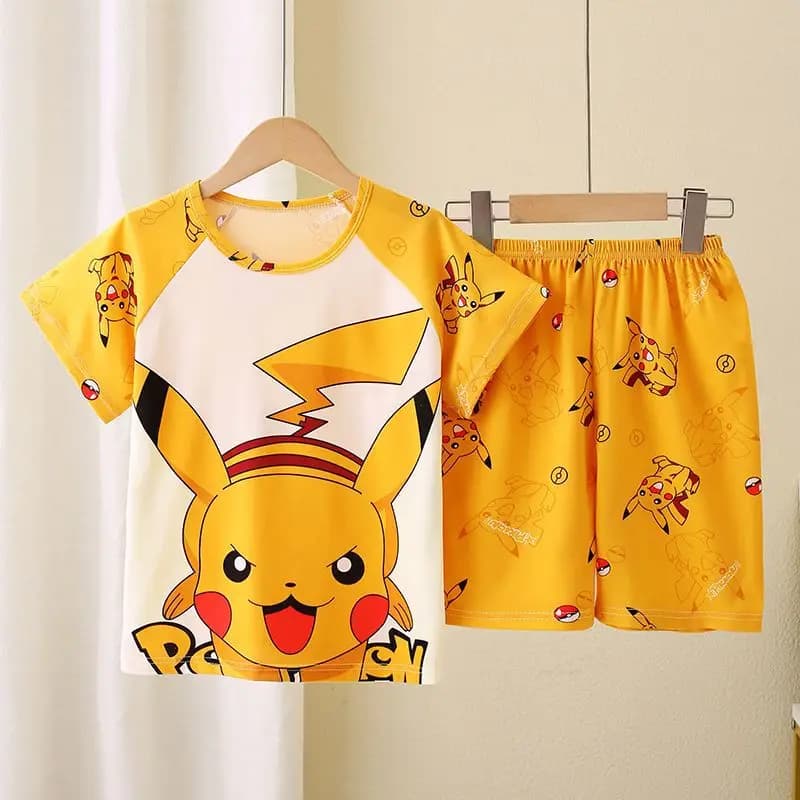 Children Summer Thin Short Sleeve Pajama Sets for Boys and Girls Suitable for Medium and Older Kids Ideal for Homewear
