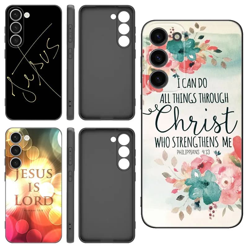 God Jesus Pray Black Silicone Phone Case For Samsung Galaxy S20 S23 FE S21 S22 S24 Ultra S10 Lite S8 S9 Plus S7 Edge