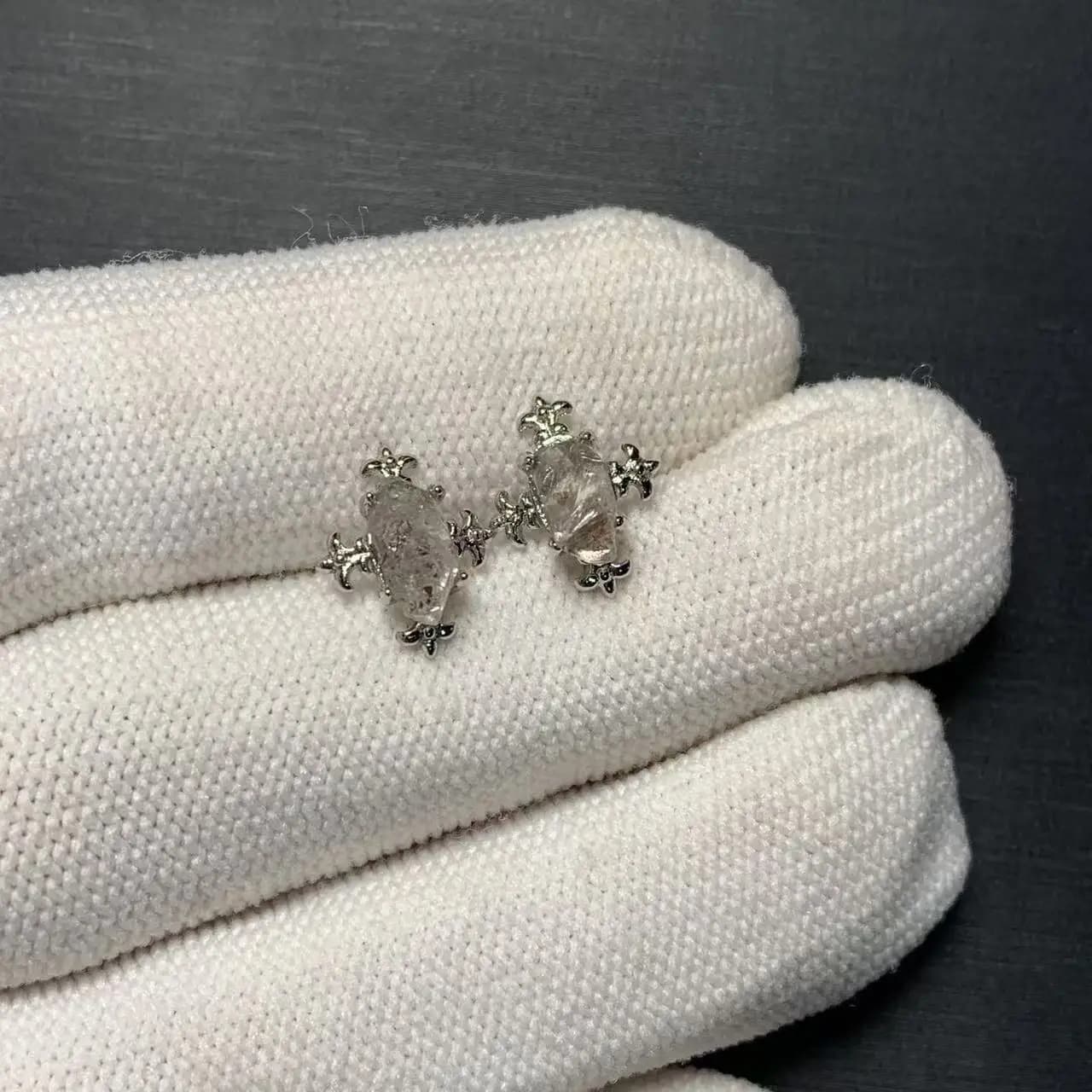 Natural Herkimer Diamond Stud Earrings For Women Real 925 Sterling Silver Femme Gift Prevent Allergy Fine Jewelry Stone