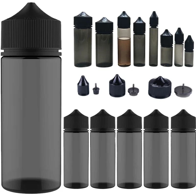 5Pcs 10/15/30/60/100/120ml Black PET Plastic Empty Dropper Bottles Vape Oil Containers E Juice Liquid Drop Bottle Childproof Cap