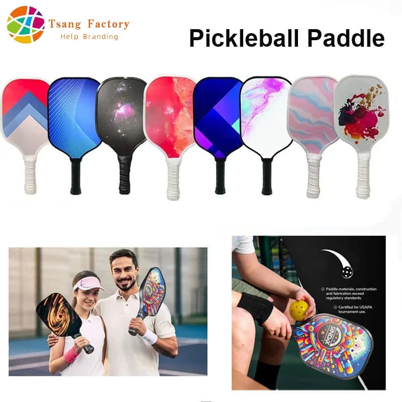 Fiberglass Surface Pickleball Paddles Durable Non-Slip Lightweight With 2 Indoor Pickleballs And Rackets Carry Handbag Accessory