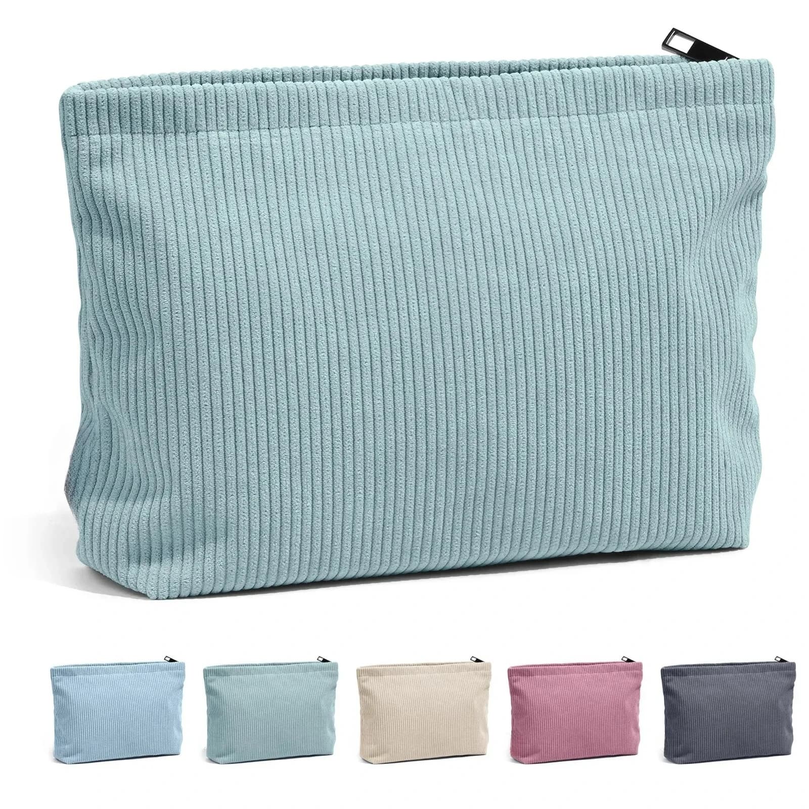 Corduroy Travel Cosmetic Bag Portable Makeup Storage Bag Purses Women Large Capacity Zipper Make Up Organizer Storage Clutch