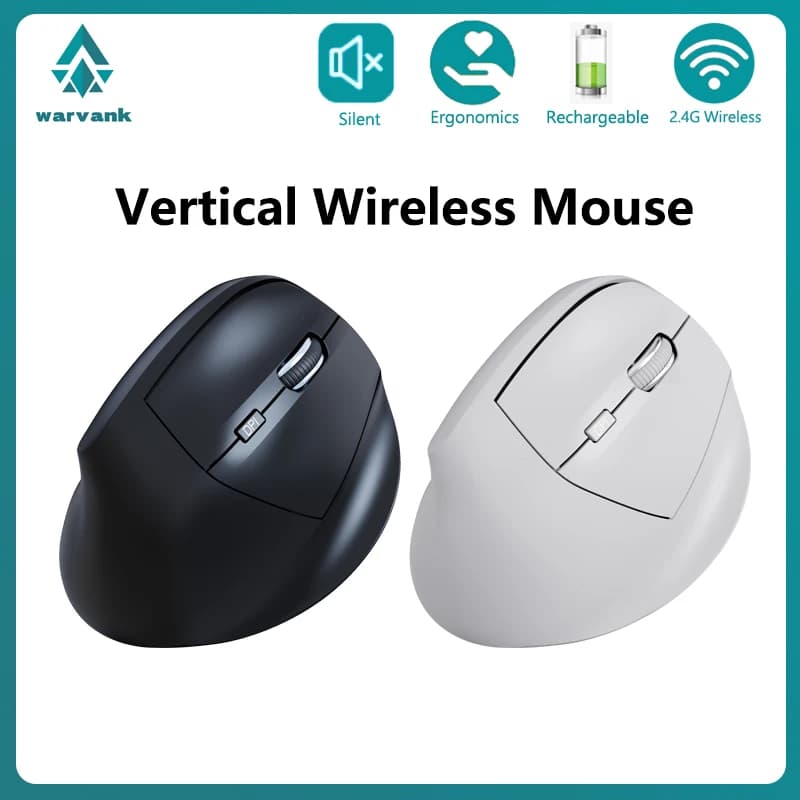 Warvank W1 Vertical Mouse Rechargeable 2.4G Wireless Mouse Ergonomic Office Silent Mice For PC Computer Laptop