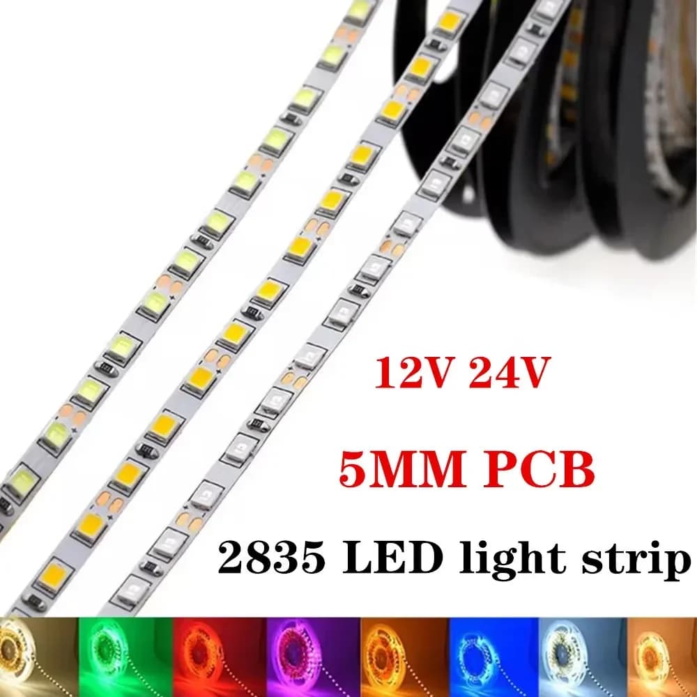 4MM 5MM  LED Strip Light 2835 SMD flexible diode tape lamp white warm white neutral 4000K 120leds/m DC12V 24V tiras led ribbon