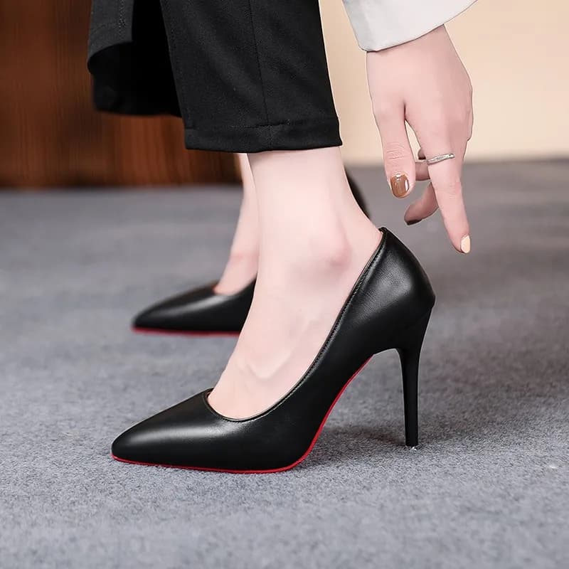 Sexy Red Sole Thin 6cm 8cm 10cm Heel High Heels Classic Style Black Office Work Shoes  Matte Lady Pumps Plus Size 43