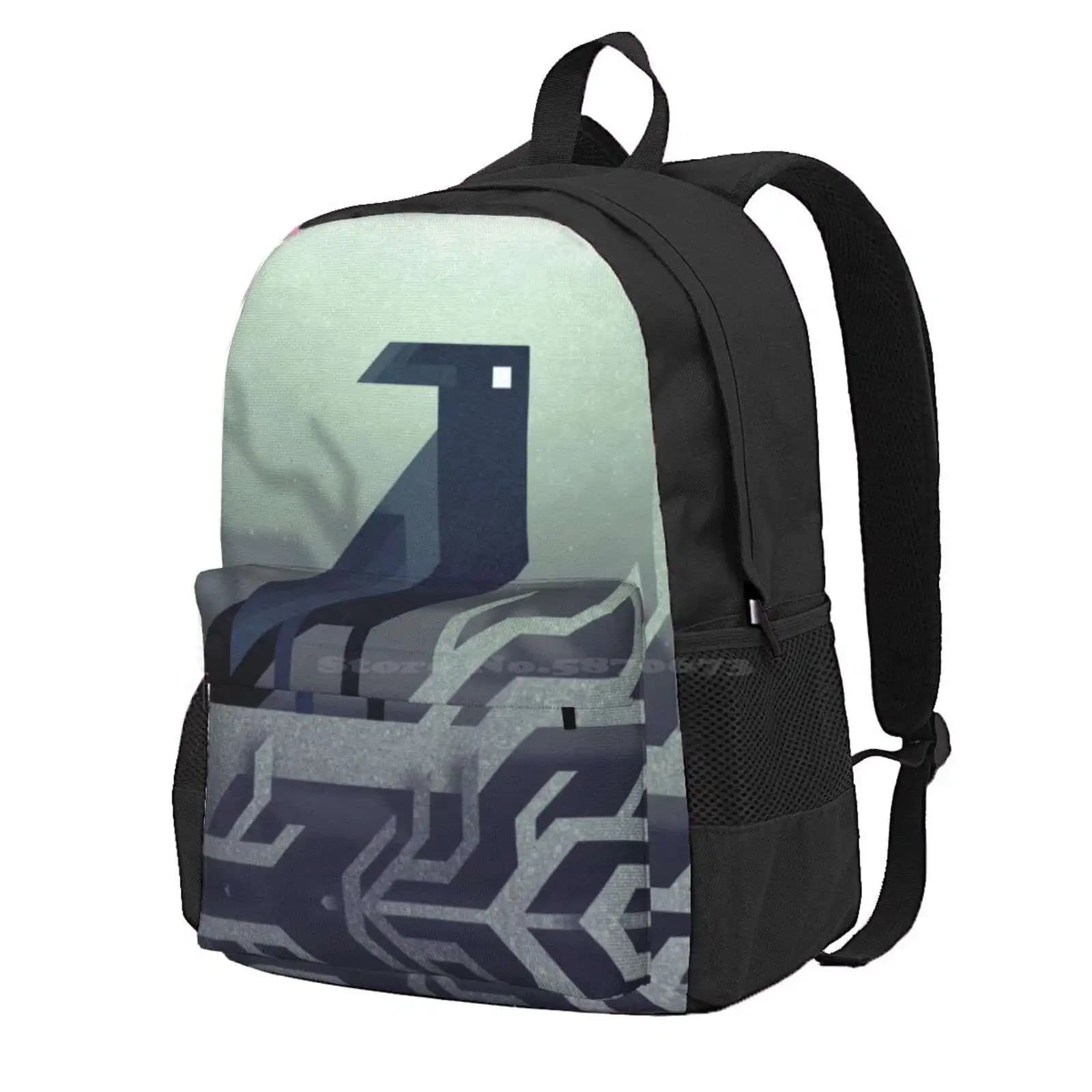 Raven Hot Sale Schoolbag Backpack Fashion Bags Raven Crow Bird Pixelized Retro