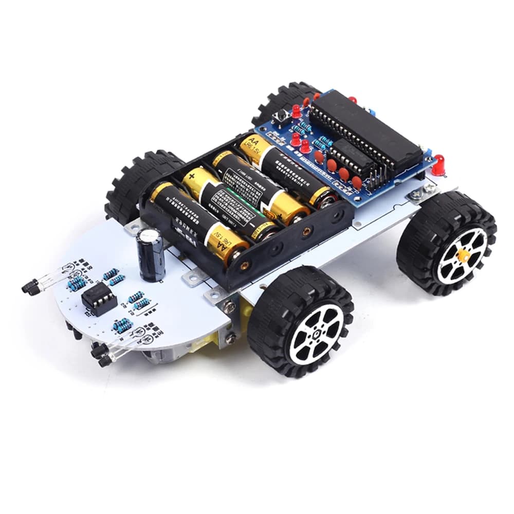Smart Car DIY Kit C51 Intelligent Vehicle Obstacle Avoidance Tracking Kit Intelligent Car Soldering Training Suite DC 6V