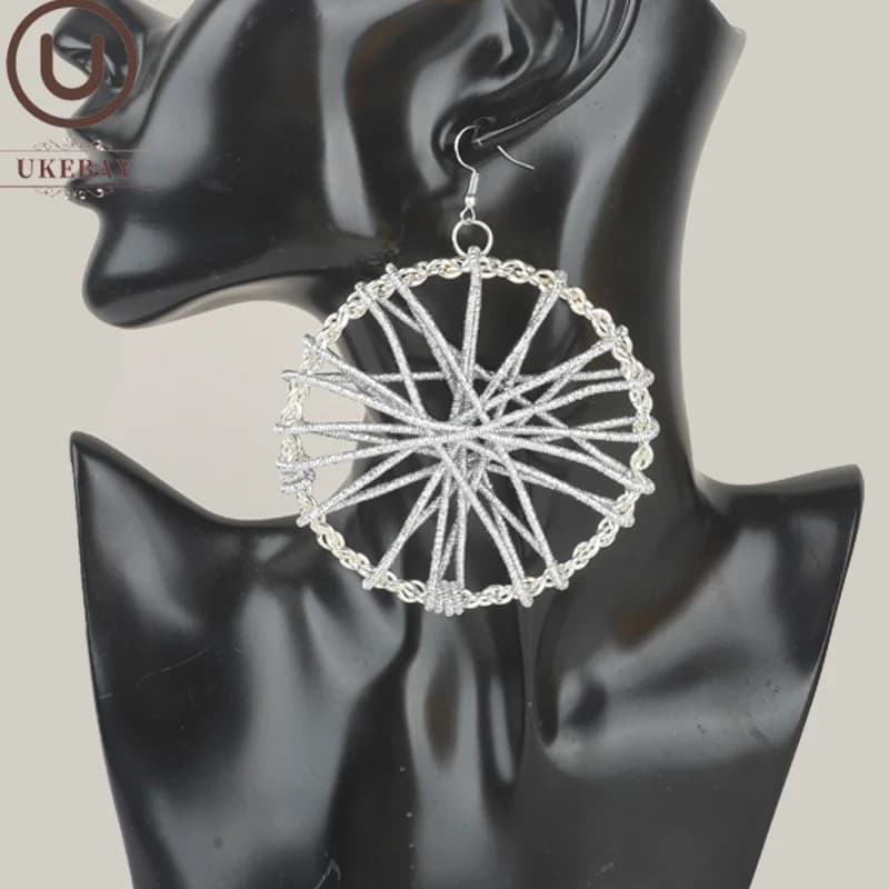 UKEBAY New Bohemian Style Metal Earrings Round Wrapped Retro Accessories Personalized Party Accessories Women Fashion Earrings