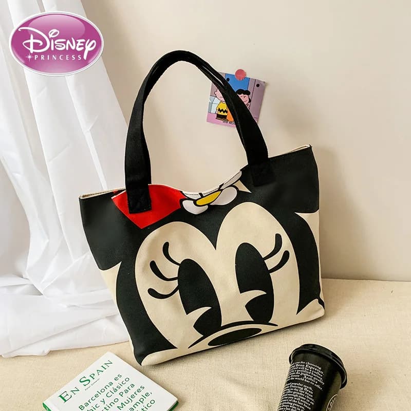 Disney Cartoon Mickey Women's Handbag Student Fashion Canvas Shoulder Bag Donald Duck Large Capacity Shopping Bag