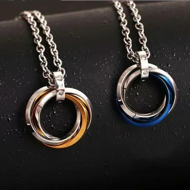 Fashion jewelry stainless steel three ring Crystal from Swarovsks simple and non fading women men hip-hop style pendant jewelry