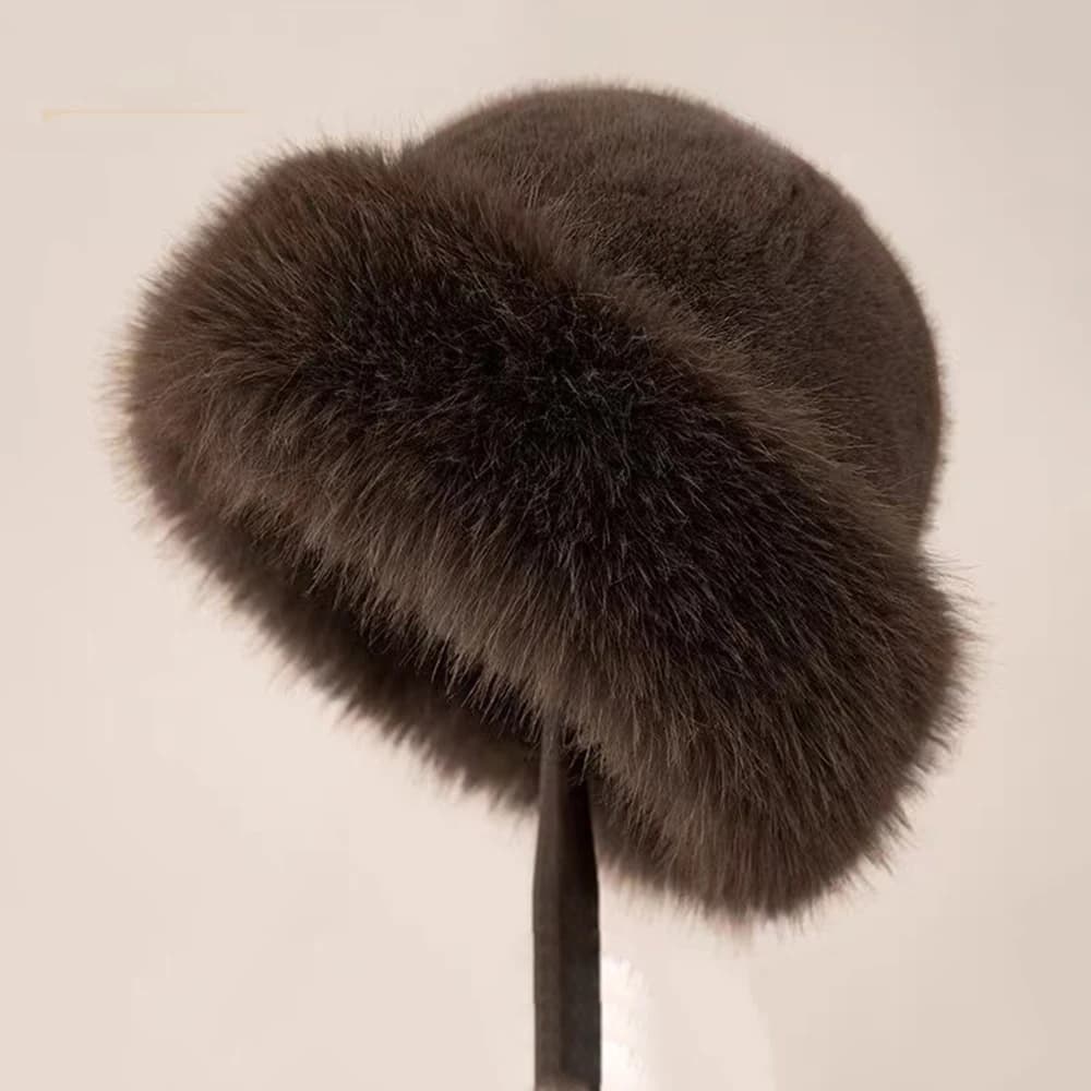 Korean Fashion Hat For Women Winter Thick Warm Imitation Fur Fisherman Hat Luxury Ladies Imitation Mink Fur Mongolia Cap