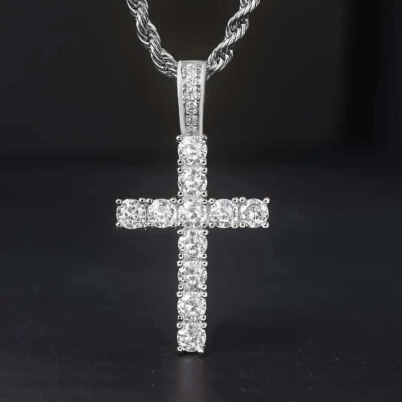 Huitan 60Cm Twisted Chain Long Necklace for Women/Men Fashion Luxury Cubic Zirconia Cross Pendant Necklace Gift Love Accessories