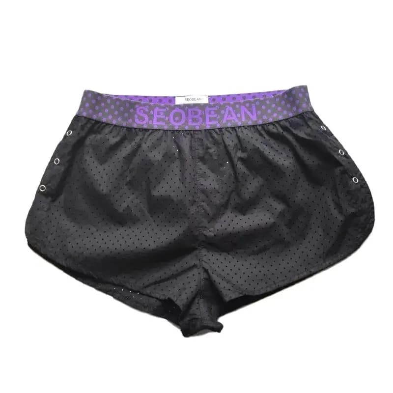 New Fashion Men button split Boxers personality men's underwear comfortable breathable Mesh Sport pants