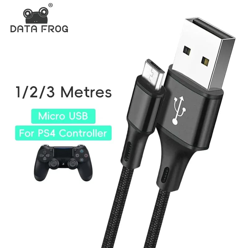 DATA FROG 1M 2M 3M Charging Data Cable For PS4 Controller USB Charger Cable For PS4 Gampad Joystick Game Accessories