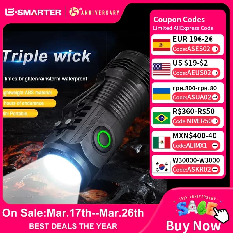 Portable Mini LED Flashlight 3LED Ultra Strong Light Flash Light USB Rechargeable Built-in Battery with Pen Clip