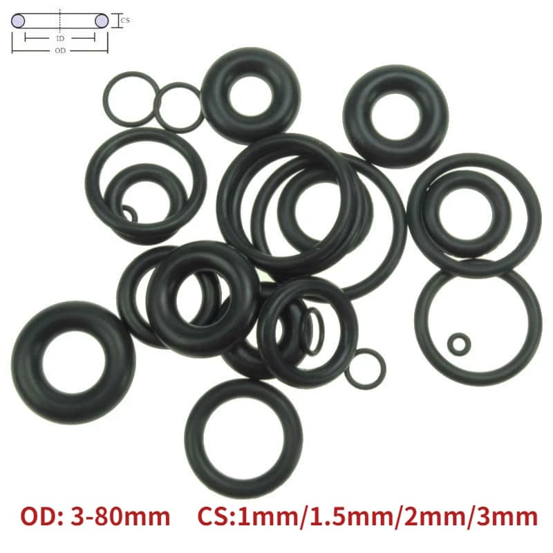 10pcs O Ring Gasket CS 1/1.5/2/3mm OD3~80mm NBR Automobile Nitrile Rubber Round Corrosion Oil Resistant Sealing Washer Black