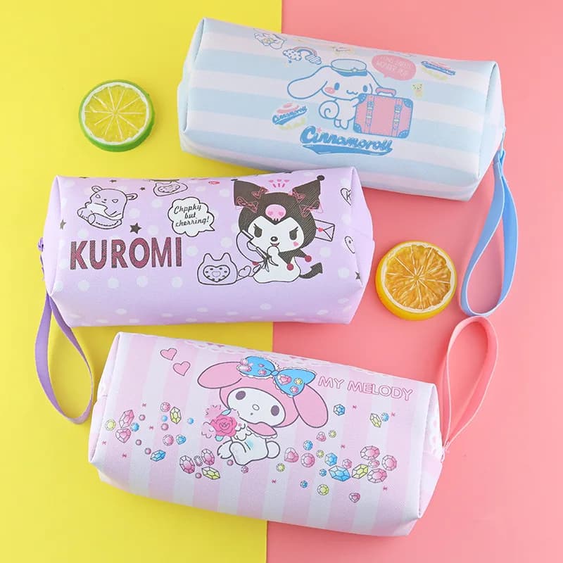 Pencil Case Cinnamoroll  Kuromi Melody Stationery Bag PU Waterproof Pencils Bag Student Pencil Stationery