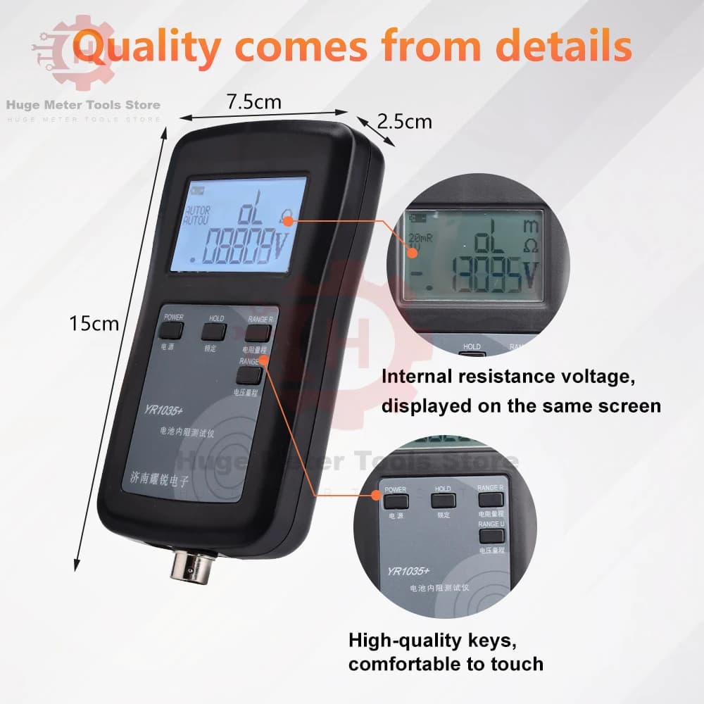 4-Wire YR1035+Hight Precision Lithium Battery Internal Resistance Tester DC 0-100V Battery Tester Resistance Test Tool